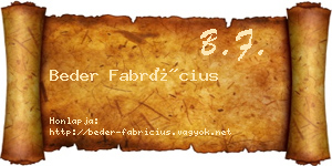 Beder Fabrícius névjegykártya